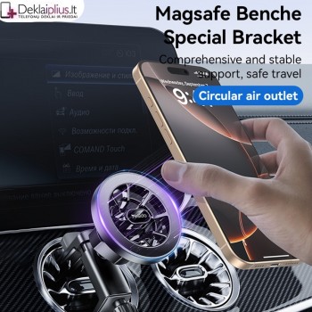 Telefono automobilinis laikiklis magnetinis (magsafe) į groteles (apskritas) Telefono automobilinis laikiklis magnetinis (magsafe) į groteles (apskritas)